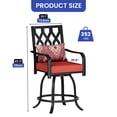 thumbnail image 5 of Wooflex Outdoor Bar Stools Chair Set of 2, Patio Chair with Cushion and Headrest for Garden and Backyard, Red Patterned Cushion, 5 of 8