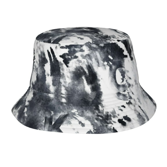 TEQUAN Foldable Polyester Adult Bucket Hat Abstract Dye Ink Letters Prints Sun Beach Fishing Outdoor Cap Unisex