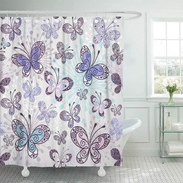 Cynlon Gray Erfly Pink, Purple Grey Shower Curtain
