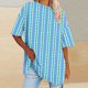 thumbnail image 1 of Fiudx Ofertas Relámpago Camiseta Informal con Estampado de Letras para Mujer, Top de Manga Corta con Cuello Redondo y Hombros Caídos, 1 of 4