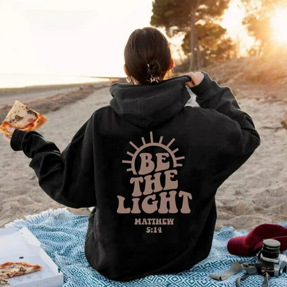 YLLMHH Be The Light Hoodie Mathew 5:14 Hooded Bible Verse Sweater Jesus Religious Pullover S-3XL