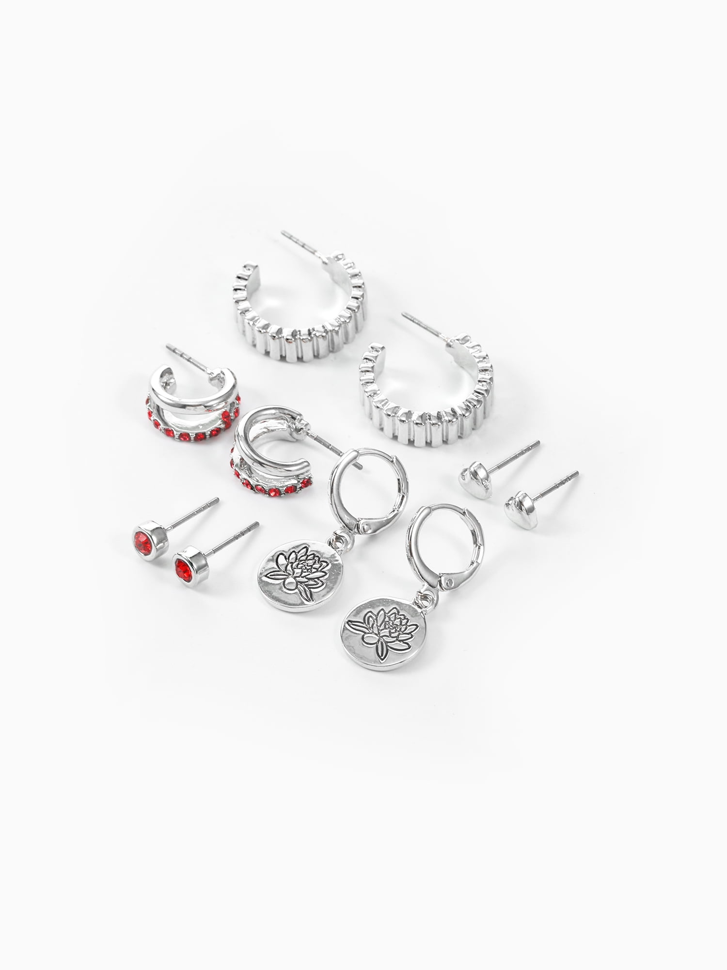 Time and Tru July Water Liily Earring Pack Silvertone