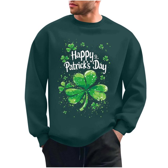 COM1950s Chandail à Manches Longues pour Hommes, Jour de la Saint-Patrick, Chandail Décontracté Imprimé Col Rond Manches Longues, Chandail Col Rond, Manches pour Hommes, Hauts Manches Longues