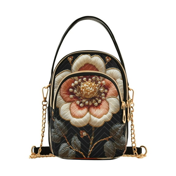 ALAZA Chain Crossbody Bags for Women Flower Shoulder Handbag Phone Purse