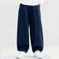 thumbnail image 6 of SERTG Boys Plus Size Solid Color Jogger Pants Elastic Waist with Pockets Kids Loose Casual Comfortable Spring Summer Trousers(Navy,14-15 Years), 6 of 6