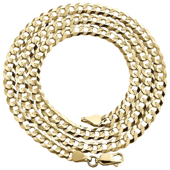 14K Yellow Gold 4.50mm Solid Plain Curb Cuban Chain Link Necklace 30 Inches