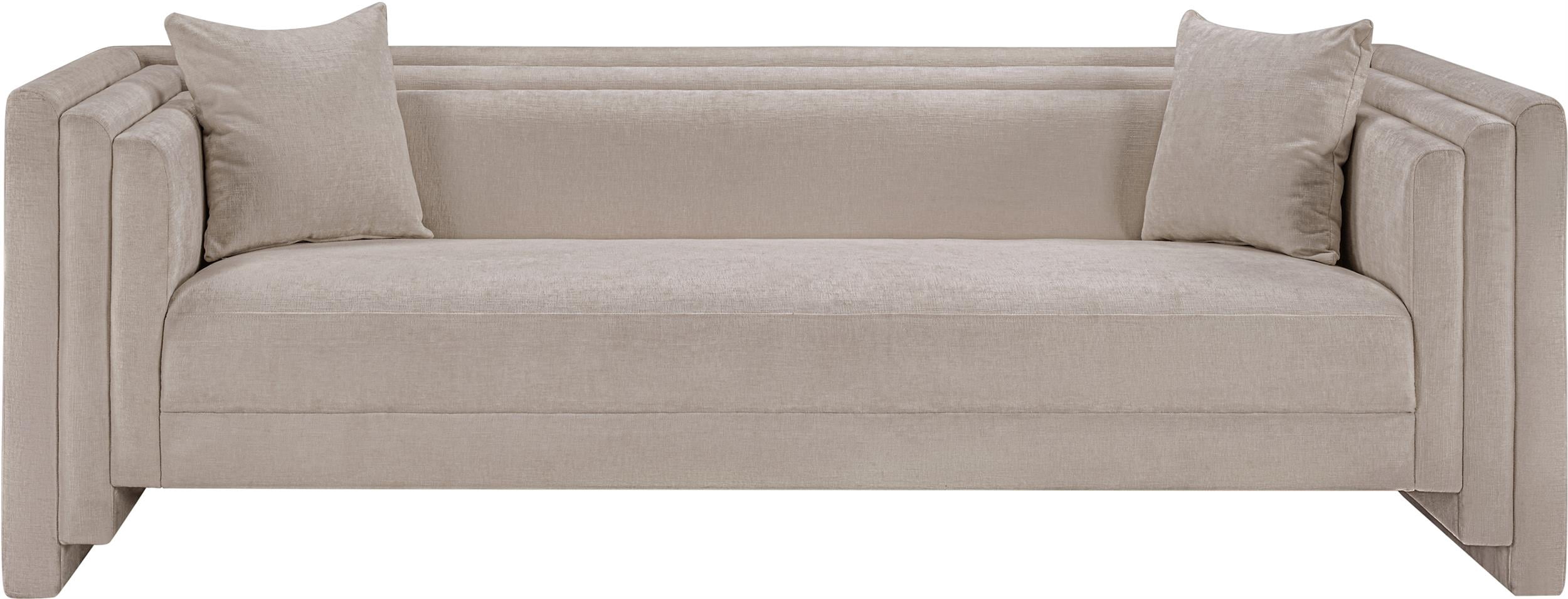 Meridian Furniture Everett Beige Chenille Fabric Upholstered Sofa