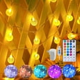thumbnail image 1 of Crystal Globe String Lights - 33 ft 100 LED USB Color Changing Globe Ball Fairy Lights with Remote and Timer, Waterproof for Bedroom Tent Loft Bed Window Party, 16 Colors and Multicolor (RGB), 1 of 7