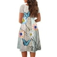 thumbnail image 5 of SCRAWLGOD Daisy Butterfly Dress for Women Summer Midi Dresses for Women Casual Short Sleeve Elastic High Waist Dress Crewneck Ladies Summer Dresses Size M for Picnic, 5 of 7