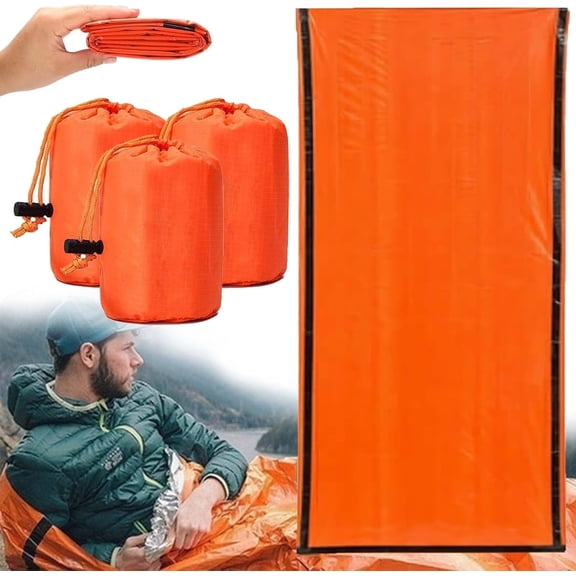 Sleeping Bag 3 Pack, 84"X36" Waterproof  Durable Sleeping Bags for Survival, Pocket Size Survival Blanket, Thermal Bivy Sack for Outdoor Camping, Hiking