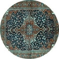 thumbnail image 1 of Ahgly Company Indoor Round Medallion Light Blue Traditional Area Rugs, 4' Round, 1 of 4