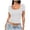 White, variant on Women's Square Neck Short Sleeve Double Layer Tops Basic Slim Fit Going Out T Shirt Tops