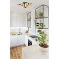 thumbnail image 3 of Vintage Semi Flush Ceiling Light Antique Brass Art Colorful Glass Shade 3-Light, 3 of 9