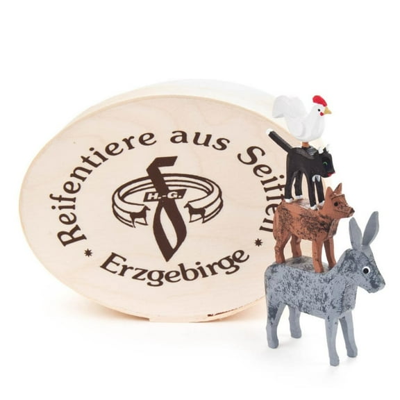 Bremen Town Musicians Wood Miniature in Box Made in Germany Brothers Grimm