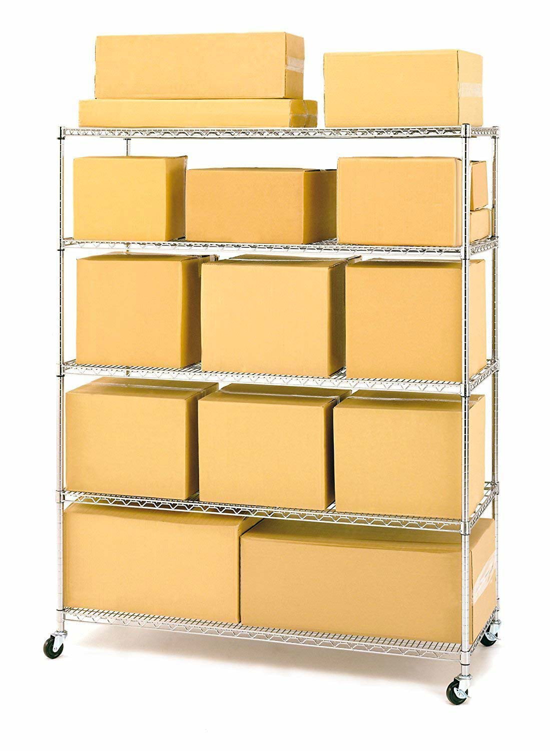 Seville Classics 5 Shelf Steel Wire, Seville Classics 5 Level Commercial Shelving With Wheels
