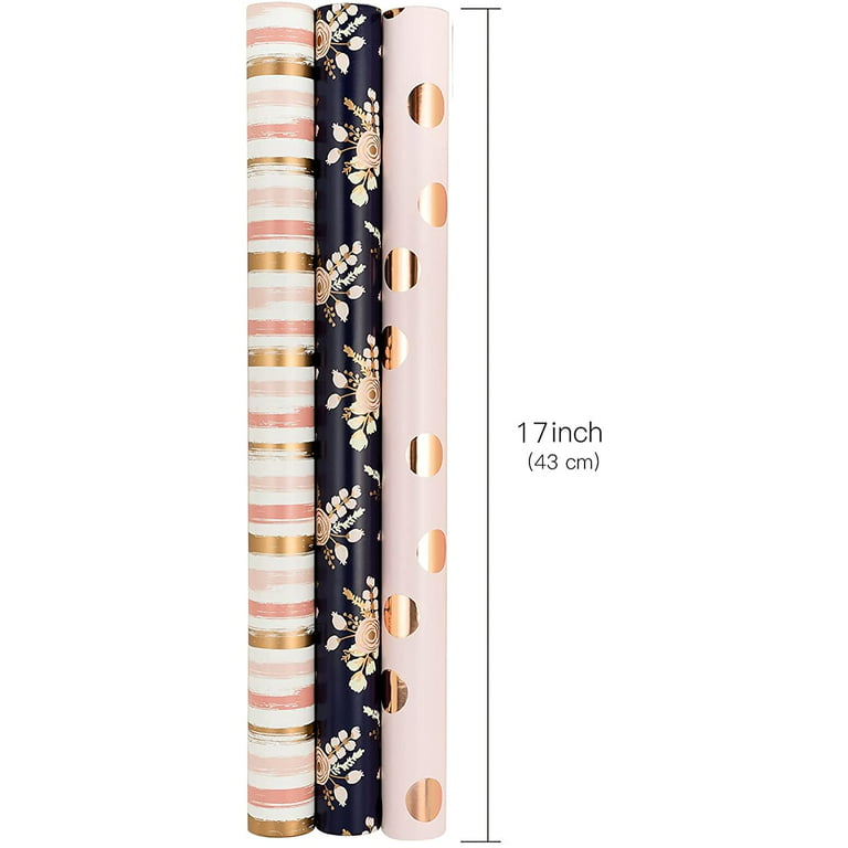 Floral Wrapping Paper Roll Bundle (12.5 sq ft per roll, 75 total sq ft), 6  Pack