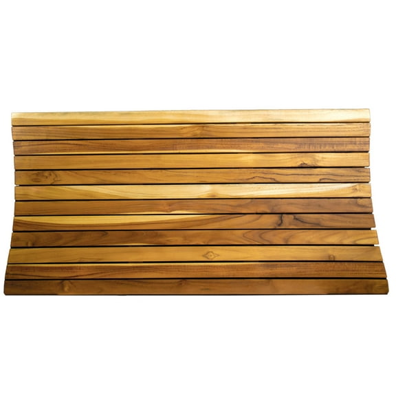 The EcoDecors® Eleganto® 40" x 20" Slatted Solid Teak Bath Floor Mat in EarthyTeak Finish