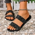 thumbnail image 5 of Mqqzkk Womens Two Strap Slipper Casual Comfortable Slide Sandals Summer Casual Daily Soft Faux Leather Flat Sequins Slippers, 5 of 9