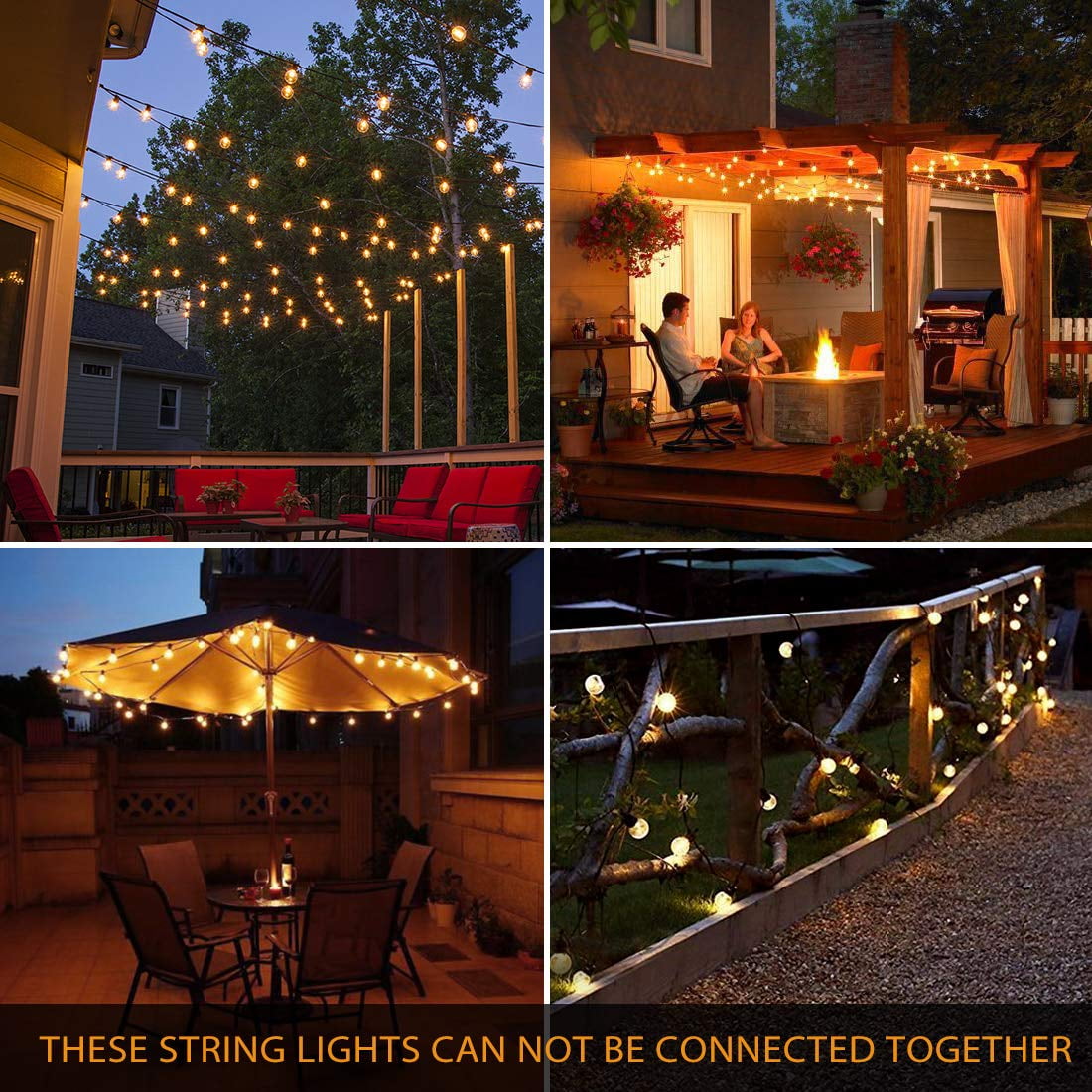 Yi Lighting 25 FT Outdoor String Lights with 25pcs Globe Bulbs Weatherproof for Bedroom Party Patio Garden Yard Deck