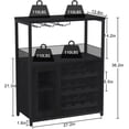 thumbnail image 2 of Industrial 3-Tier Wine Bar Cabinet – Adjustable Shelves, Glass Holders, Mesh Door, Baffle Design – Vintage Kitchen, Living Room, Dining Area Sideboard, 2 of 7