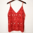 thumbnail image 4 of JIAYUE Women's Tank Tops Solid Color V-Neck Sequin Beaded Slim Fit Layering Cropped Sleeveless Spaghetti Strap Leisure Female Camisole, 4 of 5