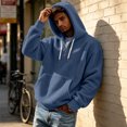 thumbnail image 3 of Pullover Hoodies for Men Polar Fleece Quarter Zip Up Drop Shoulder Sweatshirt Men Drawstring Hooded Street Fashion Pullovers, 3 of 7