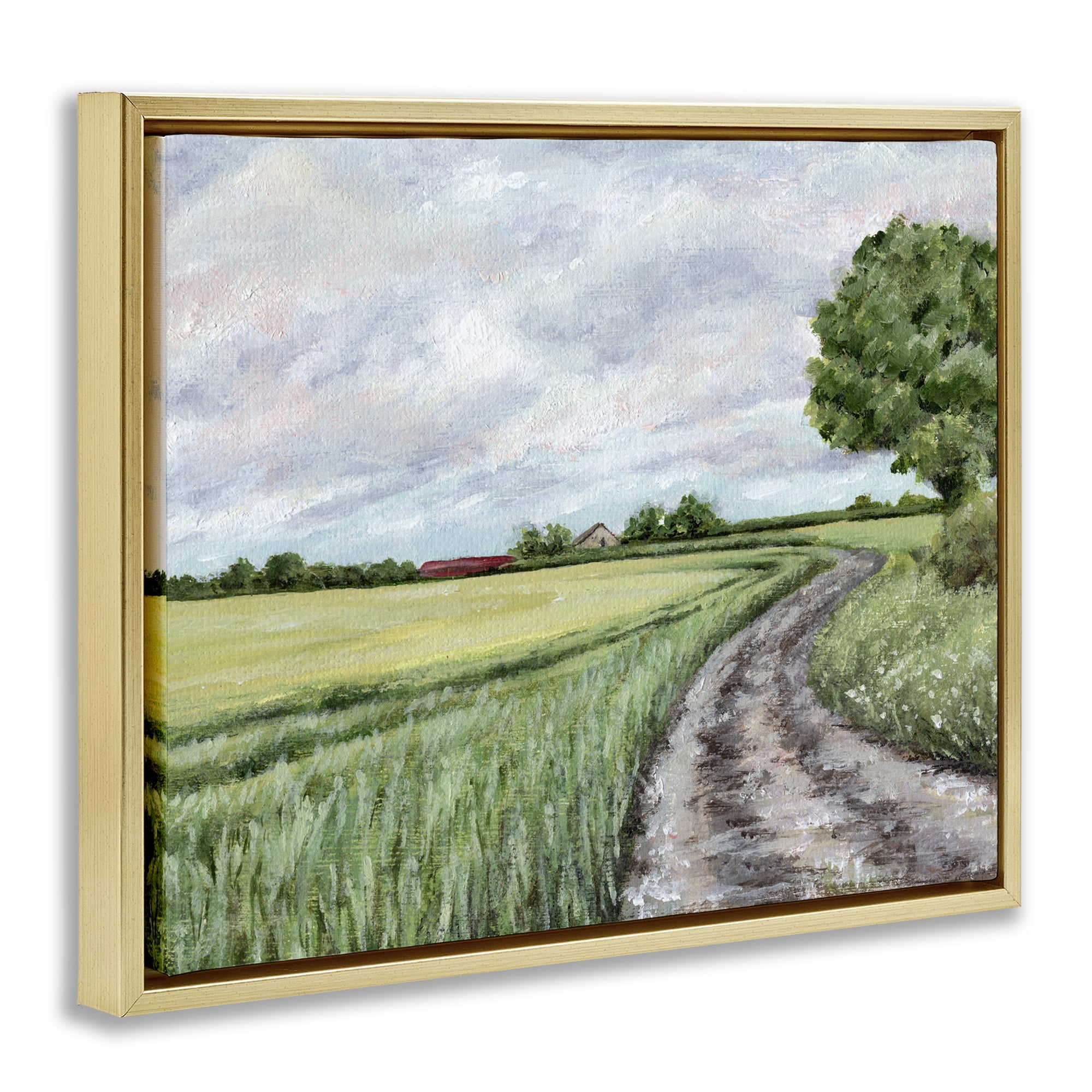 Winding Country Roads Gold Framed Floater Canvas Wall Art, design by Leah Noel Art