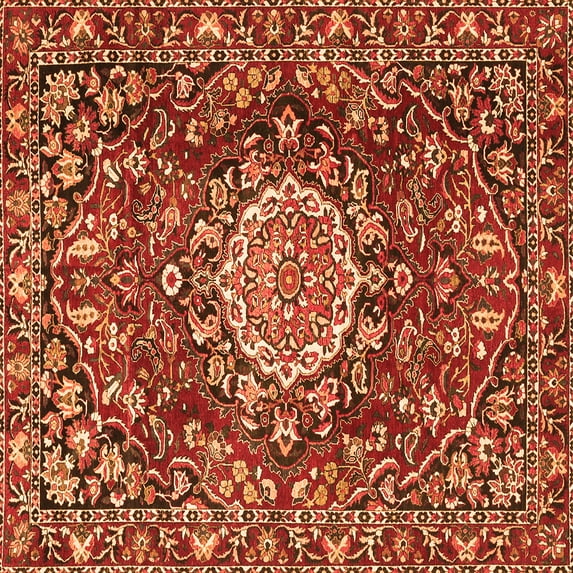 Ahgly Company Indoor Square Persian Orange Traditional Area Rugs, 4' Square