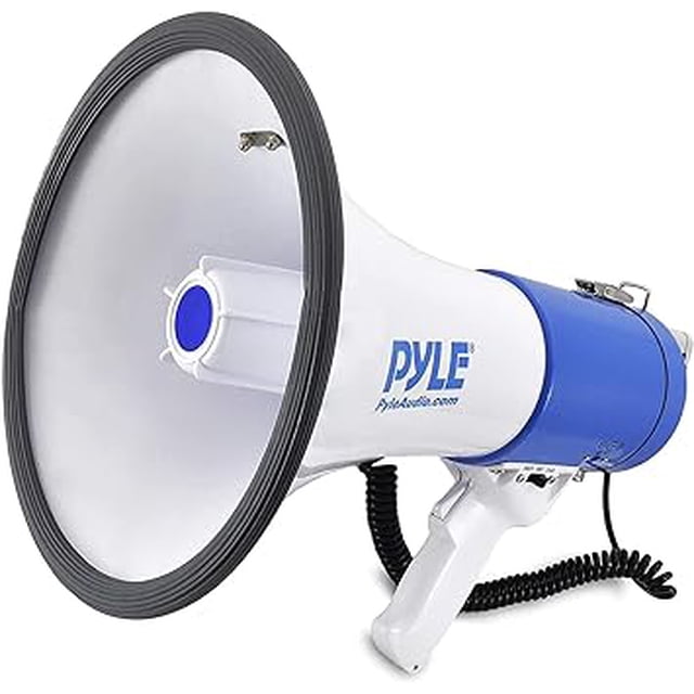 Pyle Portable Megaphone Speaker PA Bullhorn - Built-In Siren, 50W Adjustable Volume Control In 1200 Yard Range, Ideal For Any Outdoor Sports, Cheerleading Fans & Coaches Or Safety Drills
