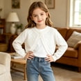 thumbnail image 6 of Dlentnea Girls Cardigan Sweater Kids Knit Cover up Button Cropped Tops Hollow out Long Sleeve Cardigans, 6 of 8