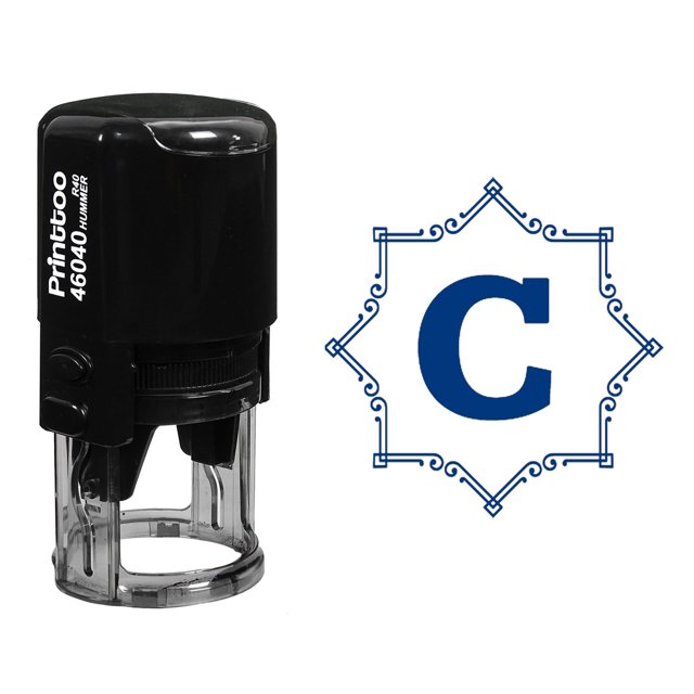 Printtoo R-40 Alphabet C Monogram Octagon Celtic Swirl Frame Self Inking Rubber Stamp Office Stationary