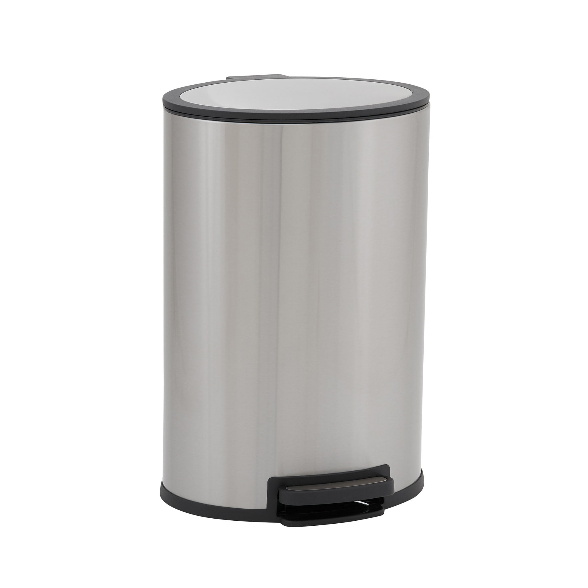 7 1/2-Gallon White Safco Products 9902WH Ellipse Step-On Trash Can 