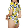 thumbnail image 3 of Gaeub Tropical Lemon Women'S Short Sleeve One Piece Swimsuit Sexy High-Waisted Bodysuit For Swimming, Beach, Sports - Small, 3 of 9
