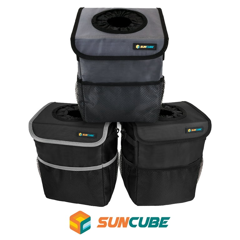 Sun Cube Waterproof Car Trash Can With Lid, Portable Organizer Garbage Can,  Removable Leakproof Lining Hanging Bin Storage (dark Grey) : Target