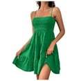 thumbnail image 3 of Kureaily Short Dress Solid Ruffle Hem Sleeveless Summer Mini Sexy (Green,Medium), 3 of 6