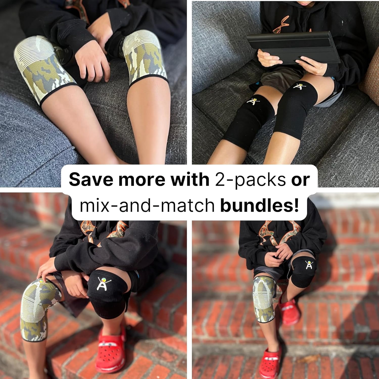 Kids Knee Brace Sleeve – Youth Knee Compression Support for Children | Knee Pain Relief & Sports Use – Boys & Girls Sizes for Basketball, Gymnastics, & Everyday Wear (1, Black, Medium)