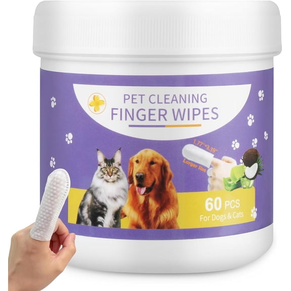 Pet Teeth Cleaning Wipes for Dogs & Cats, Vet-Recommended Remove Bad Breath & Plaque & Tartar Buildup, Dog Tooth Brushing Kit, Dog Breath Freshener, Dogs Toothbrush & Toothpaste Alternatives