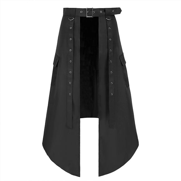 Men Skirts Medieval Cosplay Punk Maxi Skirt Gothic Sexy Chain Matching Skirts