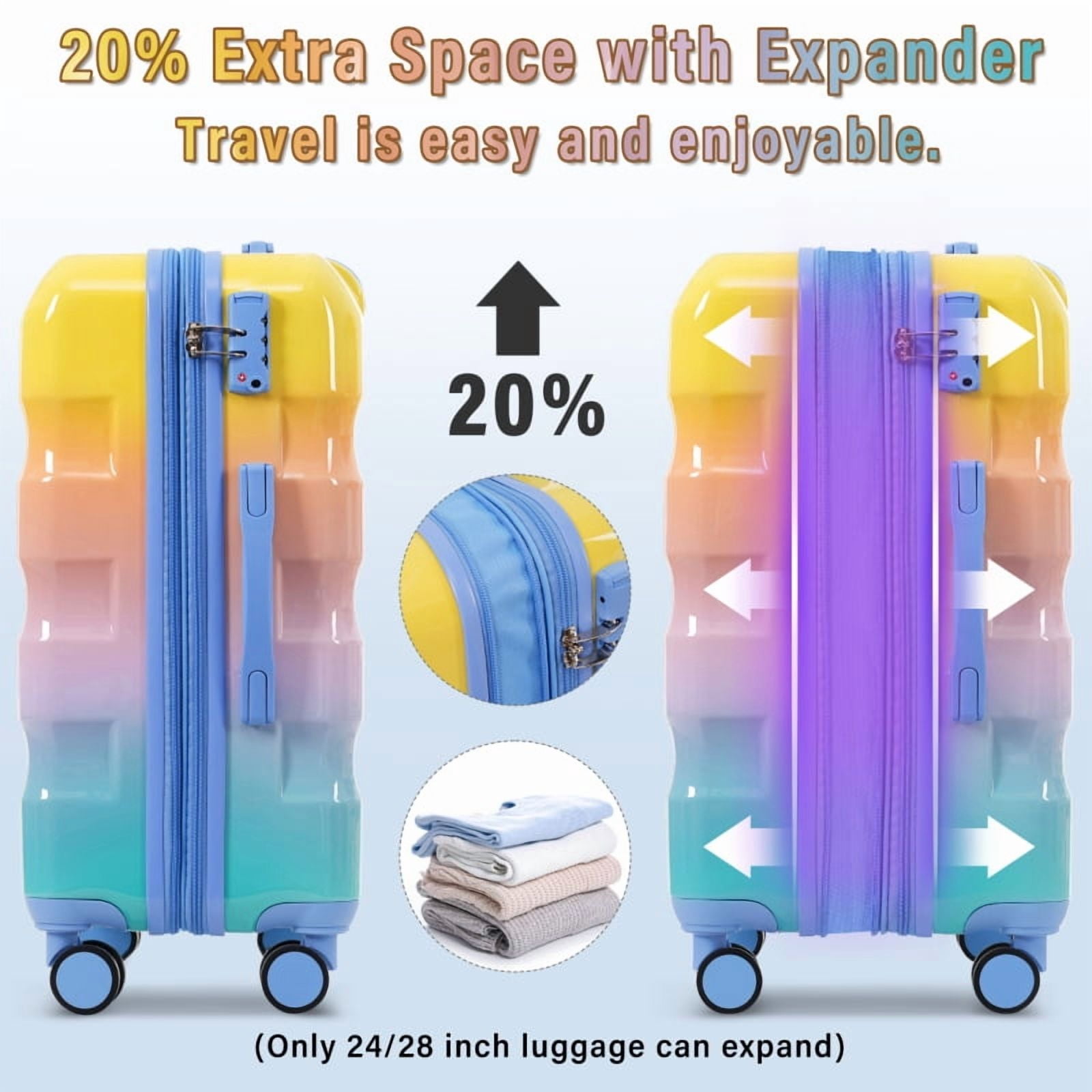 20" Carry-on Luggage with Cup Holder – Lightweight Glossy Hardshell Suitcases with Spinner Wheels, TSA Lock, Airline Approved, 2 Piece Set