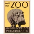 thumbnail image 2 of WPA 20x24 Black Ornate Wood Framed with Double Matting Museum Art Print Titled - Visit the zoo - Philadelphia - Hippo, 2 of 4