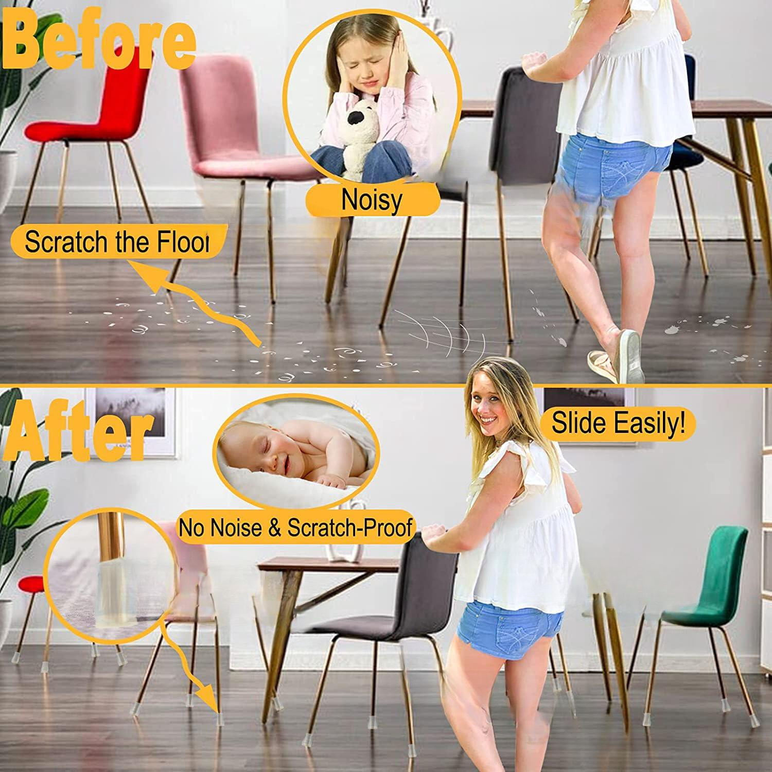 Extra Small Silicone Chair Leg Floor Protectors With Felt  Fit 19/32" To 15/16" Glide Caps Silicon Furniture Feet Cover Bottom Slide Protect Hardwood Floors No Noise 8
