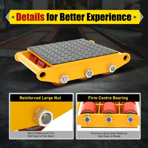 15T/33000LB Machine Mover Roller Machinery Moving Skate Heavy Duty Cargo Trolley