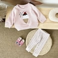 thumbnail image 6 of Infant Baby Girl Clothes Baby Girl 2Pcs Outfits Long Sleeve Ice Cream Embroidery Round-neck Sweatshirt Pants Set Spring Autumn, 6 of 9