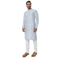 thumbnail image 3 of In-Sattva Men's Festive Rich Embellished Handcrafted Knee-Length Kurta Tunic; Pastel Blue; MD, 3 of 6