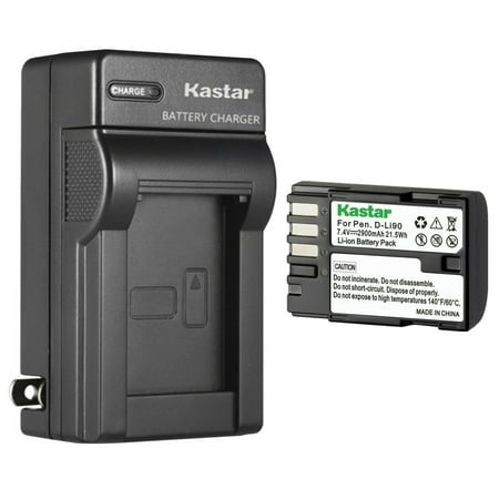 Kastar 1-Pack D-LI90 Battery and AC Wall Charger Replacement for Pentax D-Li90 Battery, Pentax 645D, 645Z, 645Z IR, K-01 K01, K-1, K-1 Limited Silver, K-3, K-3 II, K-5 K5, K-5 II, K-5 IIs, K-7 K7