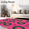 thumbnail image 2 of ODIKA 5'x7' Machine Washable Non-Slip Area Rug, Festive Nordic Wreaths and Pine Cones Christmas Trio High Traffic Rug with Pad, Pink, 731583, 2 of 8