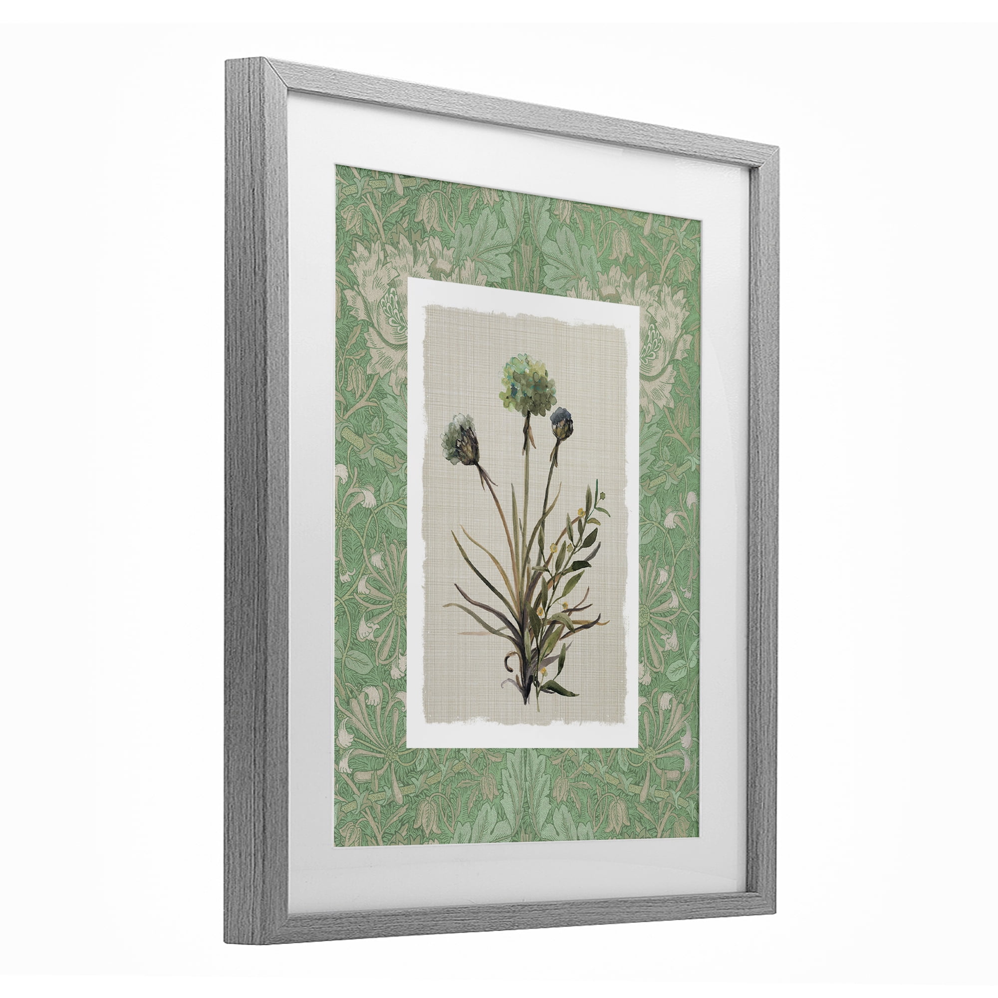 Stupell Industries Vintage Foliage in Green Gray Framed Print Under Glass, design by Carol Robinson