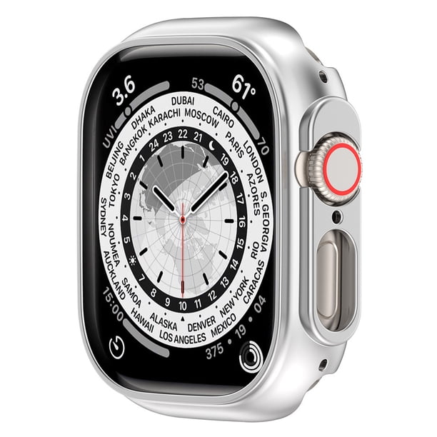Escudo Protector Funda dura de PC, funda de marco de parachoques de reloj inteligente para Apple Watch Ultra 49mm (plata) Likrtyny Para estrenar