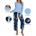 thumbnail image 4 of Hanerdun Womens Pajamas Set Female 2PCS Long Sleeve Printed Nightwear Blue 3XL, 4 of 5
