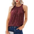 thumbnail image 1 of Camiseta sin mangas con lentejuelas y purpurina, cuello redondo, camiseta sin mangas con lentejuelas brillantes para mujer, verano, 1 of 5